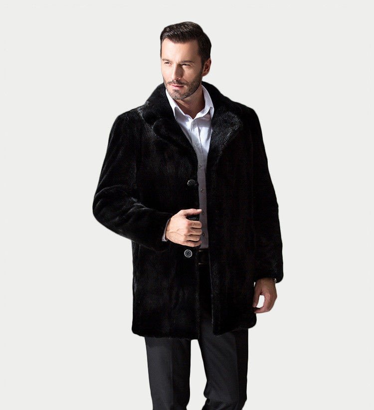 Black Mink Fur Coat Classic - Image 3