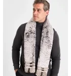 Cooper Rex Rabbit Scarf in Black frost with Chinchilla Print Ends