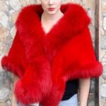 Crimson Red Rex Rabbit Fox Fur Stole 9852