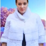 Cropped White Mink Fur Jacket Short Sleeve 2323