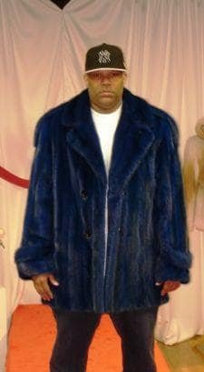 Dark Blue Men's Mink Fur Stroller 6665