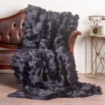 Dark Blue Fox Fur Fur Blanket Throw Cover