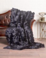 Dark Blue Fox Fur Fur Blanket Throw Cover
