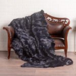 Dark Blue Fox Fur Fur Blanket Throw Cover - Image 2