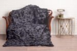 Dark Blue Fox Fur Fur Blanket Throw Cover - Image 3