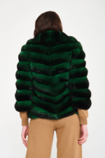 Dark Green Chinchilla Fur Jacket Arvid - Image 2