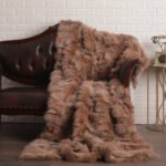 Dark Top Beige Fox Fur Fur Blanket Throw Cover
