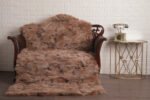Dark Top Beige Fox Fur Fur Blanket Throw Cover - Image 2