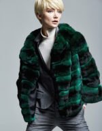 Emerald Green Chinchilla Fur Jacket - Image 2