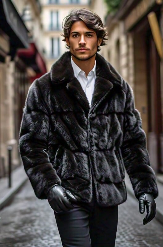 Designer Black Mink Men's Jacket 84448