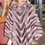 Designer Pink Chinchilla Fur Poncho Diagonal Designer 399