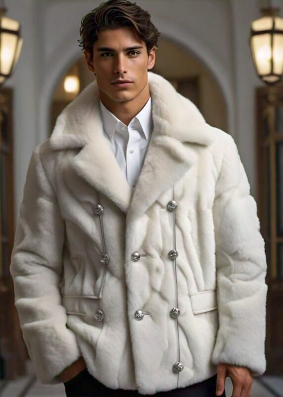 Designer White Mink Men's Jacket 3422