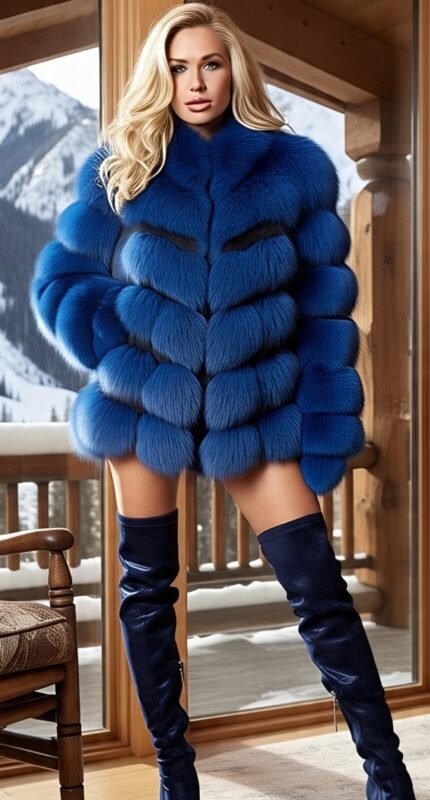 Directional Royal Blue Fox Jacket 2383