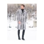 Grey Rabbit Full Length Overcoat For Men