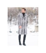 Grey Rabbit Full Length Overcoat For Men