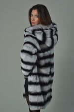 Chinchilla Rex Fur Coat Hooded Mid Hip Length - Image 4