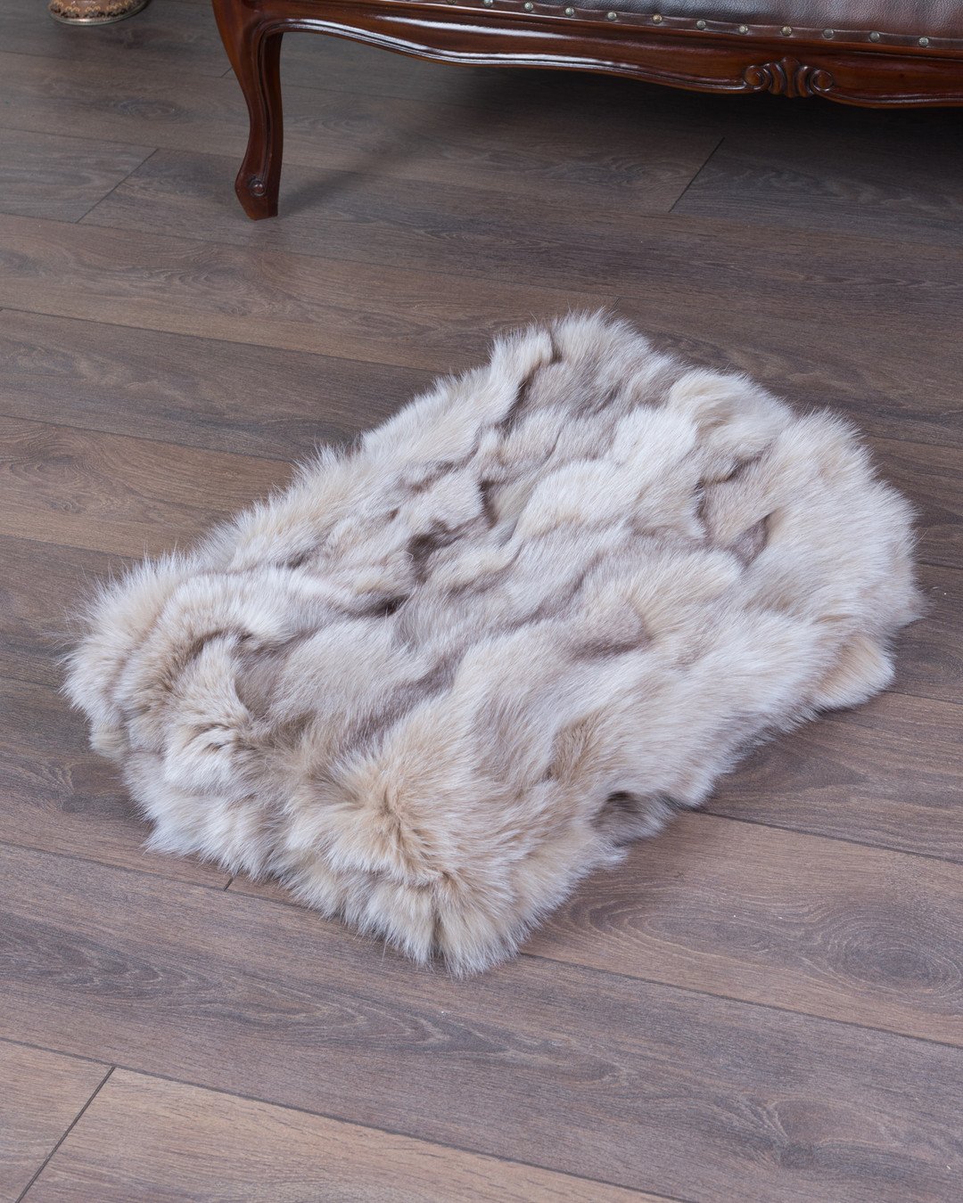 dual_tone_beige_fox_fur_blanket_throw_3__08572 Dual Tone Fox Fur Fur Blanket Throw Cover - Image 1
