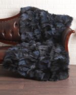 Blue Black Fox Fur Fur Blanket Throw Cover - Image 3