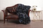 Blue Black Fox Fur Fur Blanket Throw Cover - Image 2