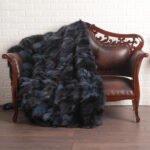 Blue Black Fox Fur Fur Blanket Throw Cover - Image 6