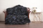 Blue Black Fox Fur Fur Blanket Throw Cover
