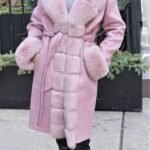 Dusty Rose Alpaca Coat Fox Trim Size Large 7447