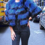 Dyed Blue Fox Fur Jacket 45637