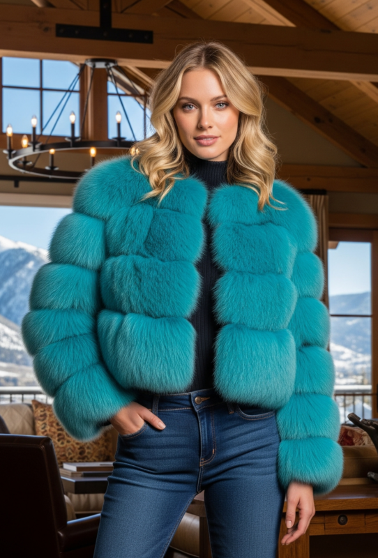 Dyed Blue Fox Jacket 8272