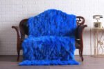 Neon Blue Fox Fur Fur Blanket Throw - Image 5