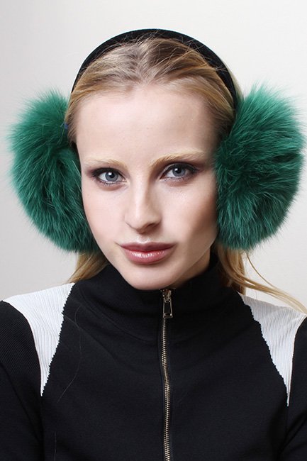 Emerald Green Fox Ear Muffs 3034