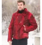 Rabbit Fur Biker Jacket in Red