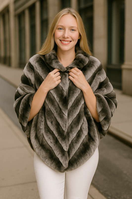 Fabulous Chinchilla Fur Poncho 4336