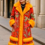 Floral Mink Coat Fox Trim 32226