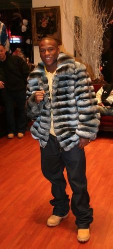Floyd Mayweather Blue Chinchilla Fur Bomber Jacket Marc Kaufman Furs NYC