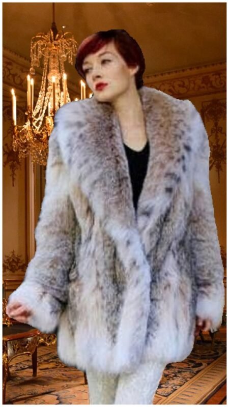 Fluffy Canadian Lynx Fur Stroller Shawl Collar 844