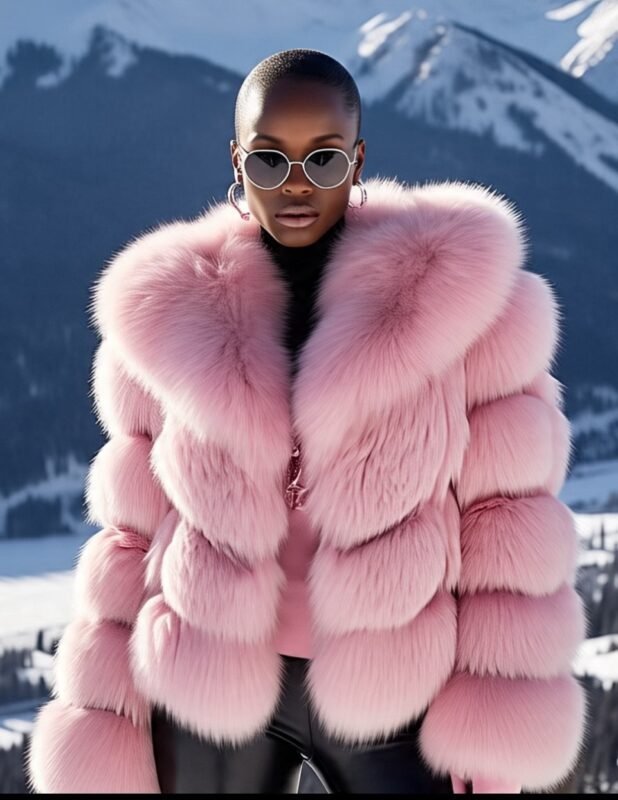 Fluffy Pink Fox Jacket 236