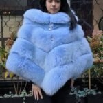 Fluffy Powder Blue Fox Poncho 2123