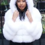 Fluffy White Fox Hoodie Jacket 8776