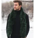 Knit Finn Raccoon Fur Scarf For Men in Emerald