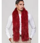 Knit Finn Raccoon Fur Scarf For Men in Scarlet