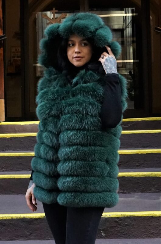 Forrest Green Fox Hooded Vest 58433