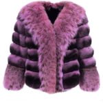 Fuchsia Chinchilla Fur Coat With Lynx Collar & Cuffs