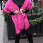 Fuchsia Fox Stole with Rhinestones 17722