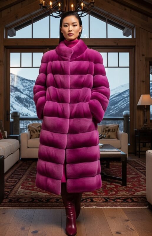 Fuchsia Rex Rabbit Coat 3833