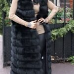 Full-Length Black Fox Hooded Vest 7654