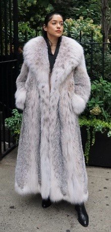 Full Length Canadian Lynx fur Coat Shawl Collar 377