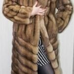 Full Length Golden Russian Sable Directional Coat Wing Collar 4477