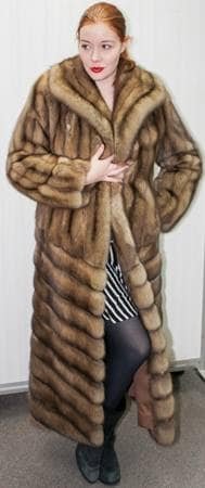 Full Length Golden Russian Sable Directional Coat Wing Collar 4477