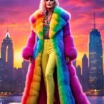Full Length Multicolored Fox Coat 8555
