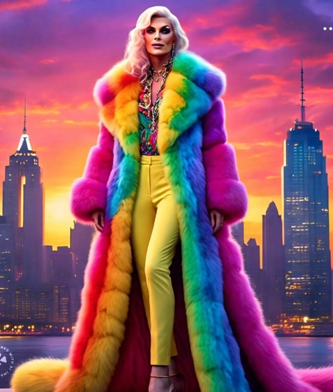 Full Length Multicolored Fox Coat 8555